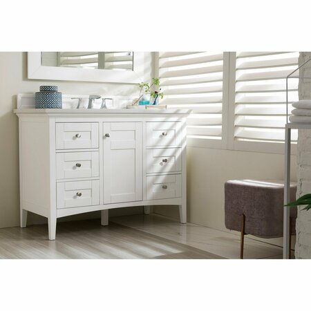James Martin Vanities Palisades 48in Single Vanity, Bright White w/ 3 CM Arctic Fall Solid Surface Top 527-V48-BW-3AF